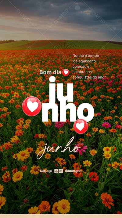 Bom dia junho frase comunicado aviso informe Social Media PSD Editável (3)