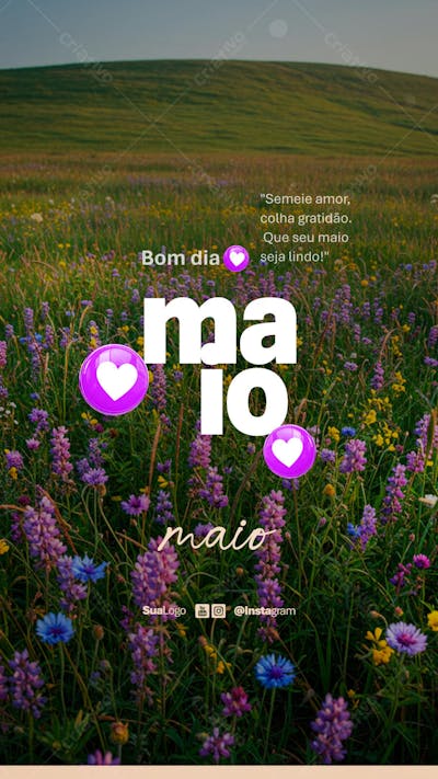 Bom dia maio frase comunicado aviso informe Social Media PSD Editável (3)