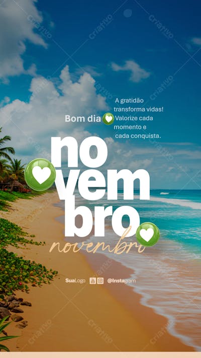 Bom dia novembro frase comunicado aviso informe Social Media PSD Editável (3)