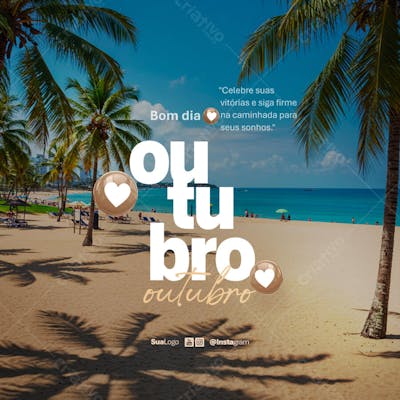 Bom dia outubro frase comunicado aviso informe Social Media PSD Editável (2)