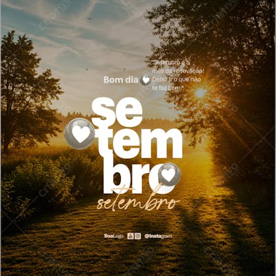 Bom dia setembro frase comunicado aviso informe Social Media PSD Editável (2)