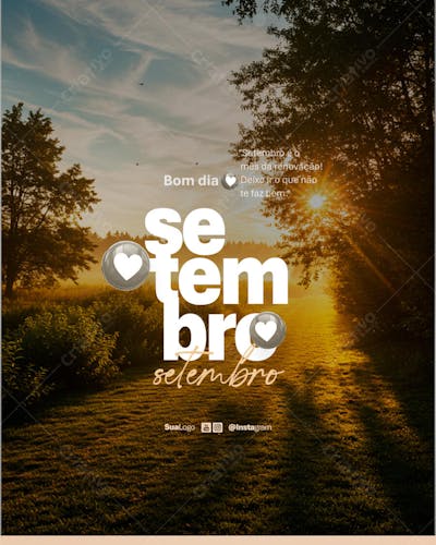 Bom dia setembro frase comunicado aviso informe Social Media PSD Editável (1)