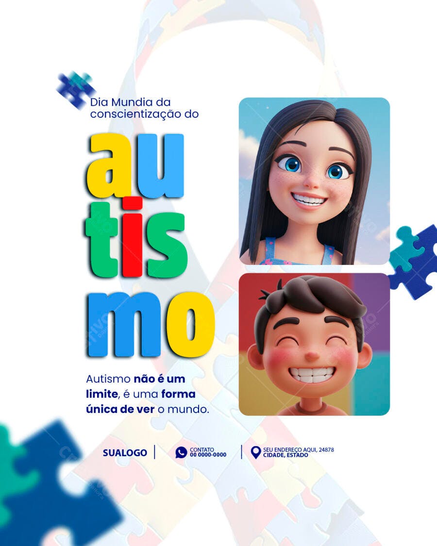 Flyer Dia Mundial do Autismo PSD Editável