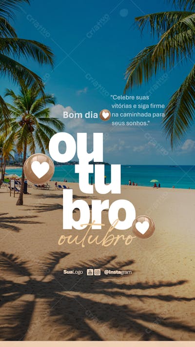 Bom dia outubro frase comunicado aviso informe Social Media PSD Editável (3)