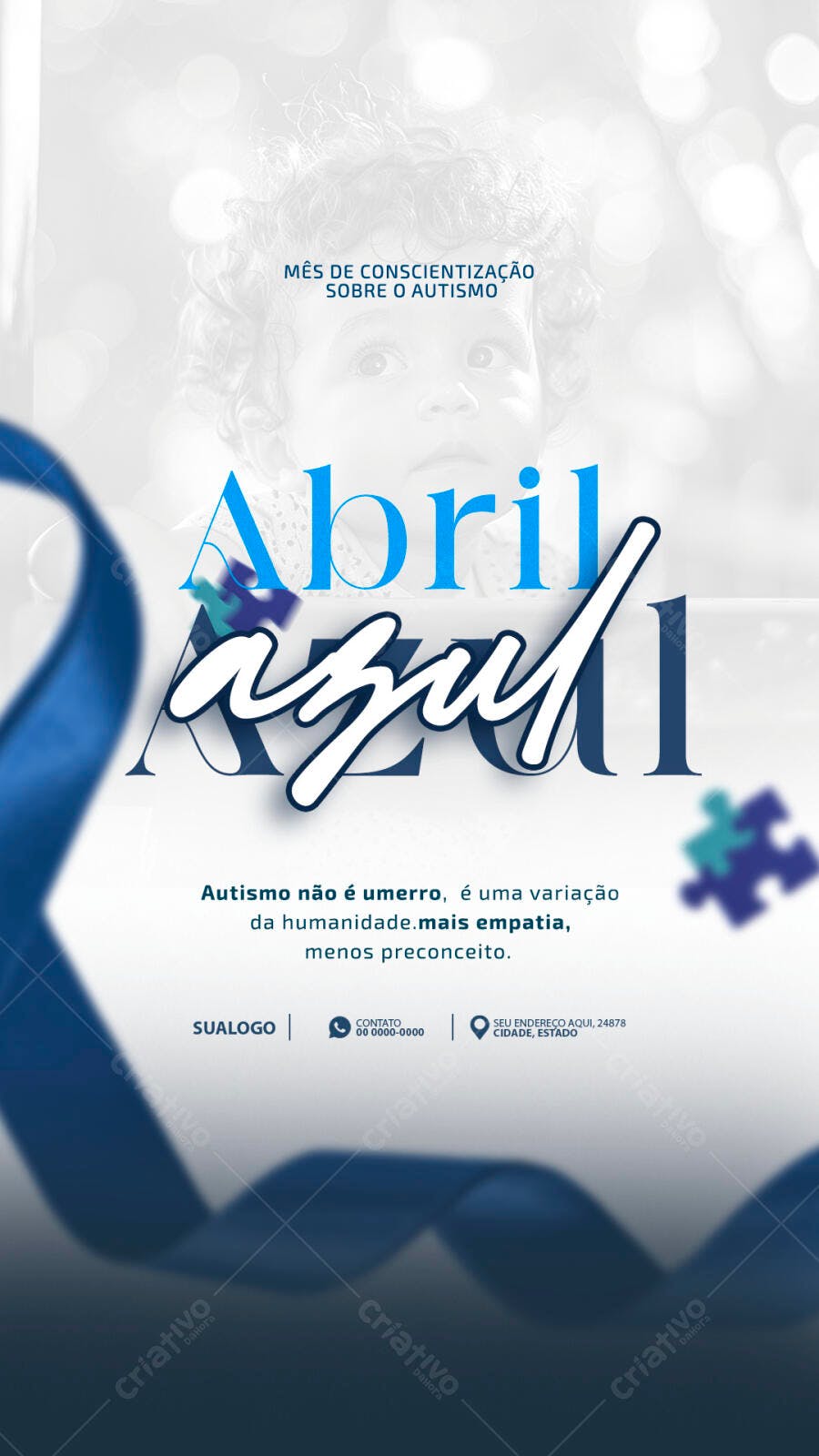 Flyer Abril Azul Conscientização Autismo PSD Editável