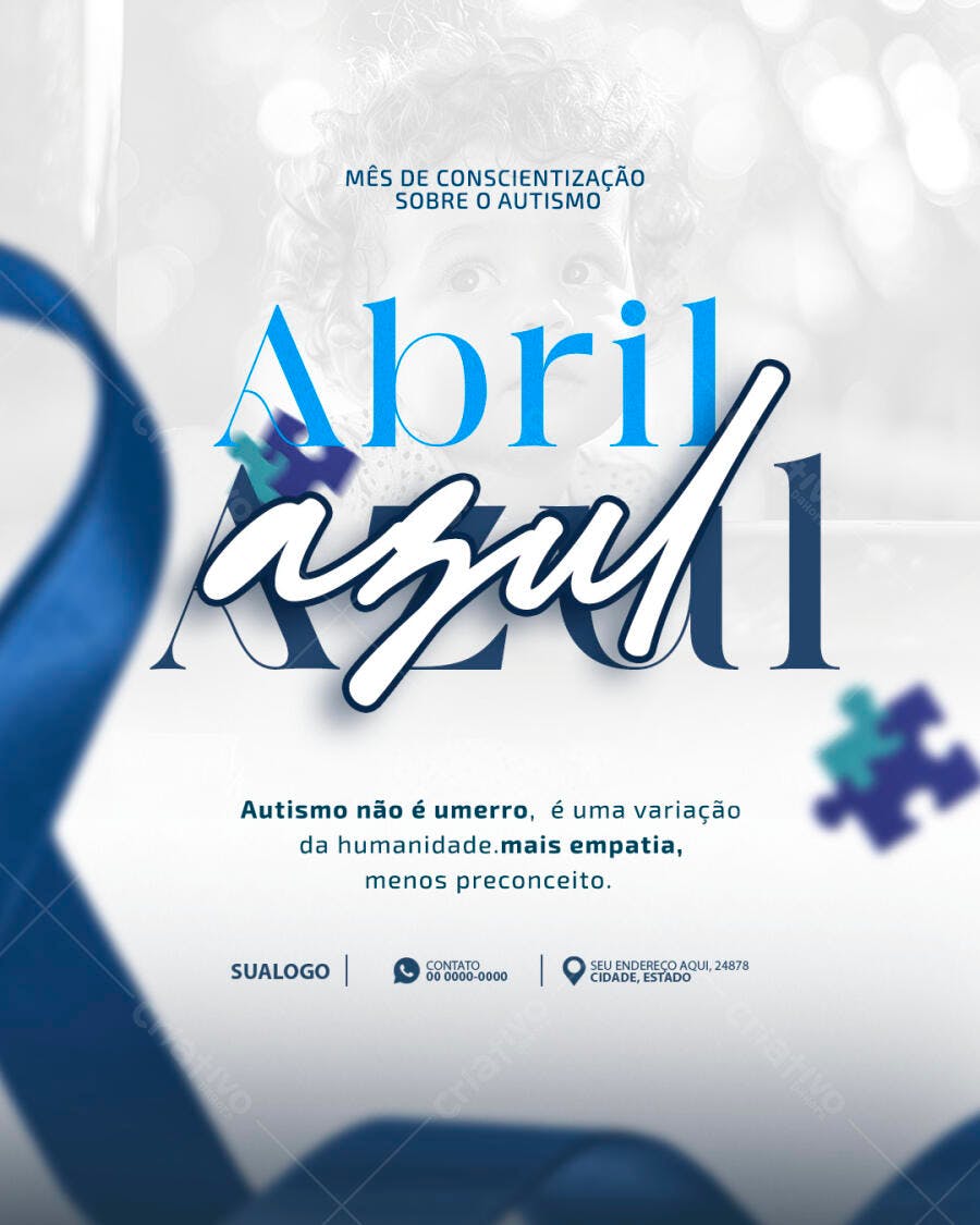 Flyer Abril Azul - Conscientização Autismo PSD Editável