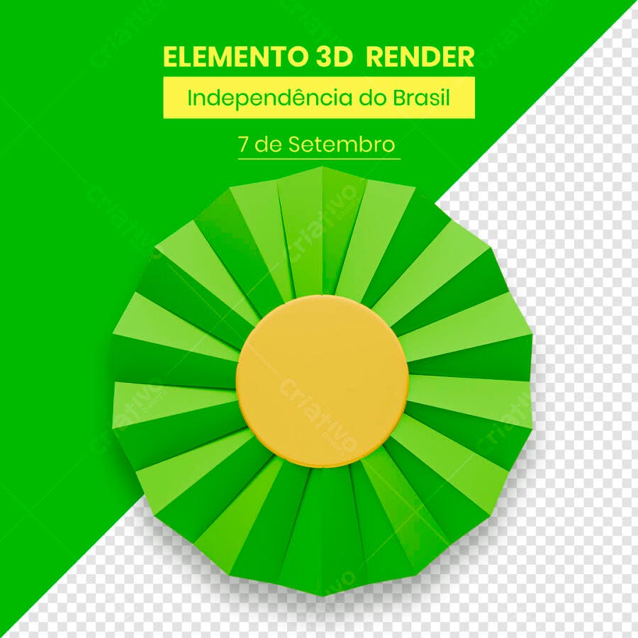 Elemento 3D Render para 7 de Setembro PSD Editável