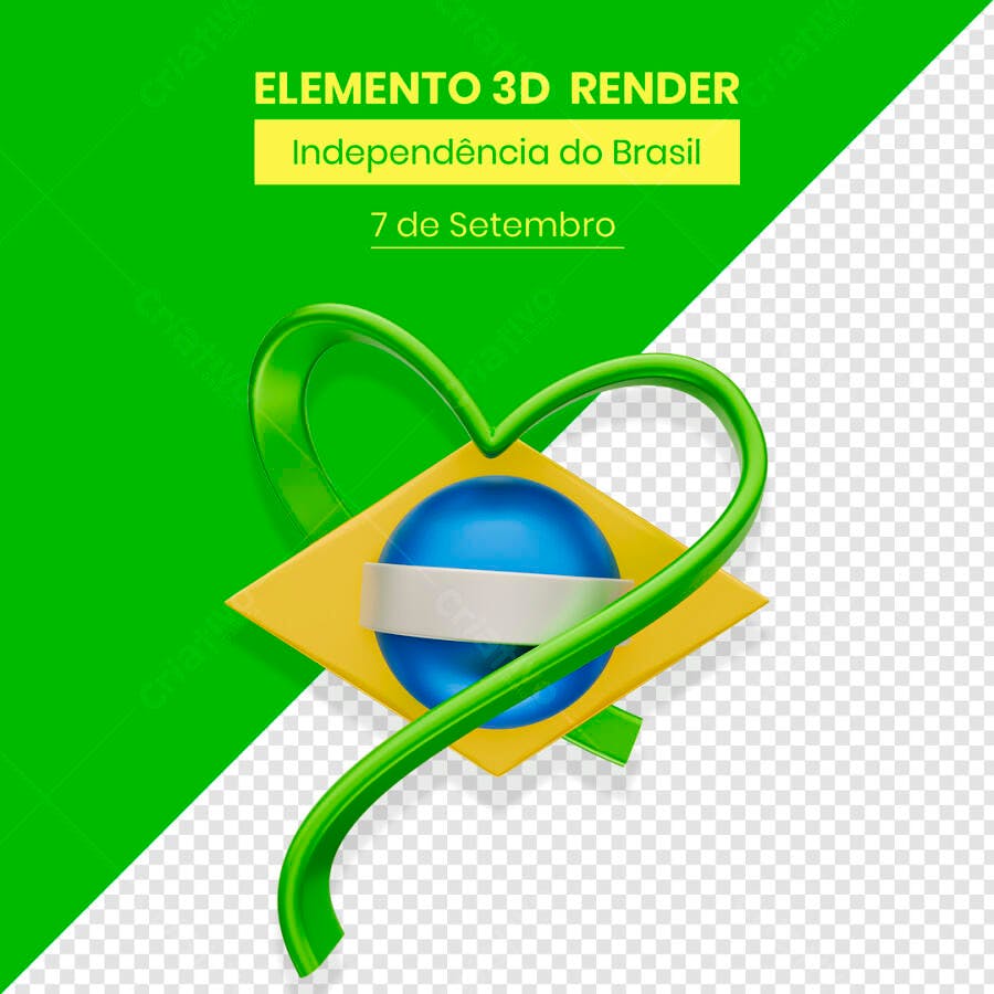 Elemento 3D para 7 de Setembro PSD Editável