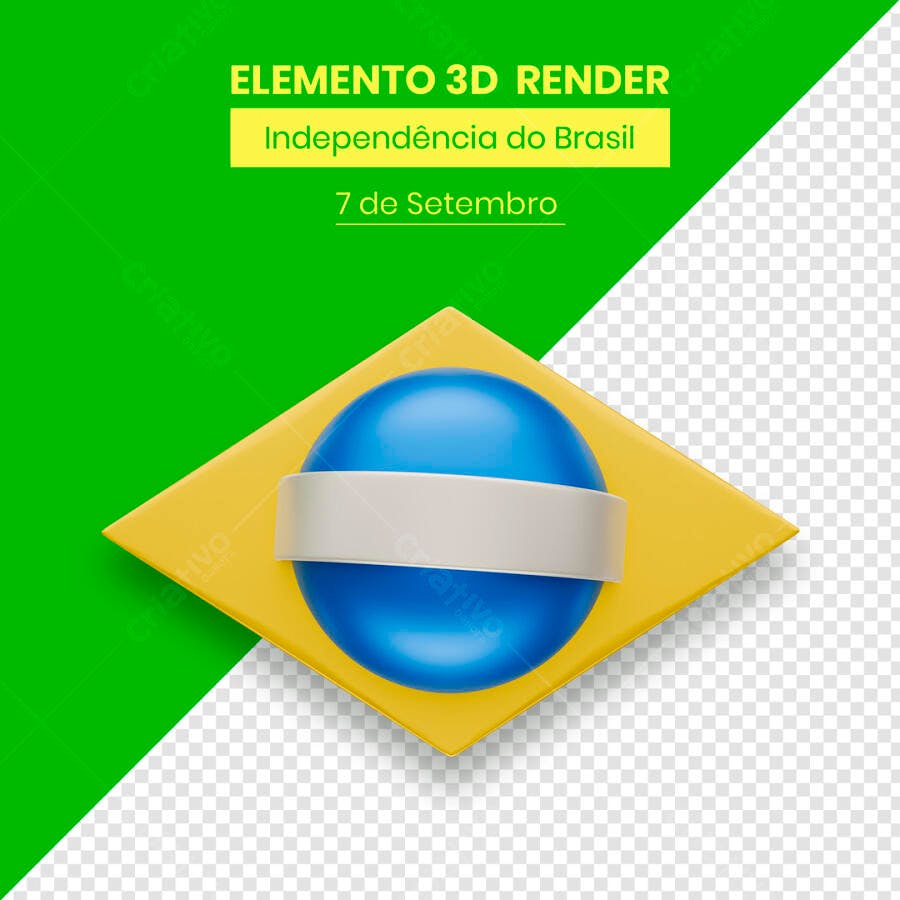 Elemento 3D Render para 7 de Setembro PSD Editável