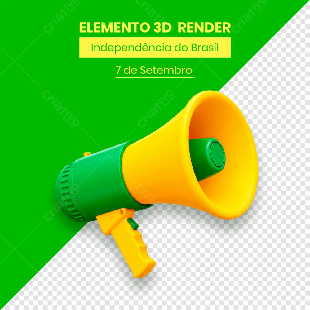 Megafone Elemento Independência do Brasil 7 de setembro 3D composição (3)