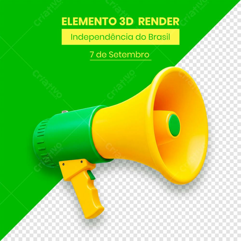 Megafone Elemento Independência do Brasil 7 de setembro 3D composição (6)