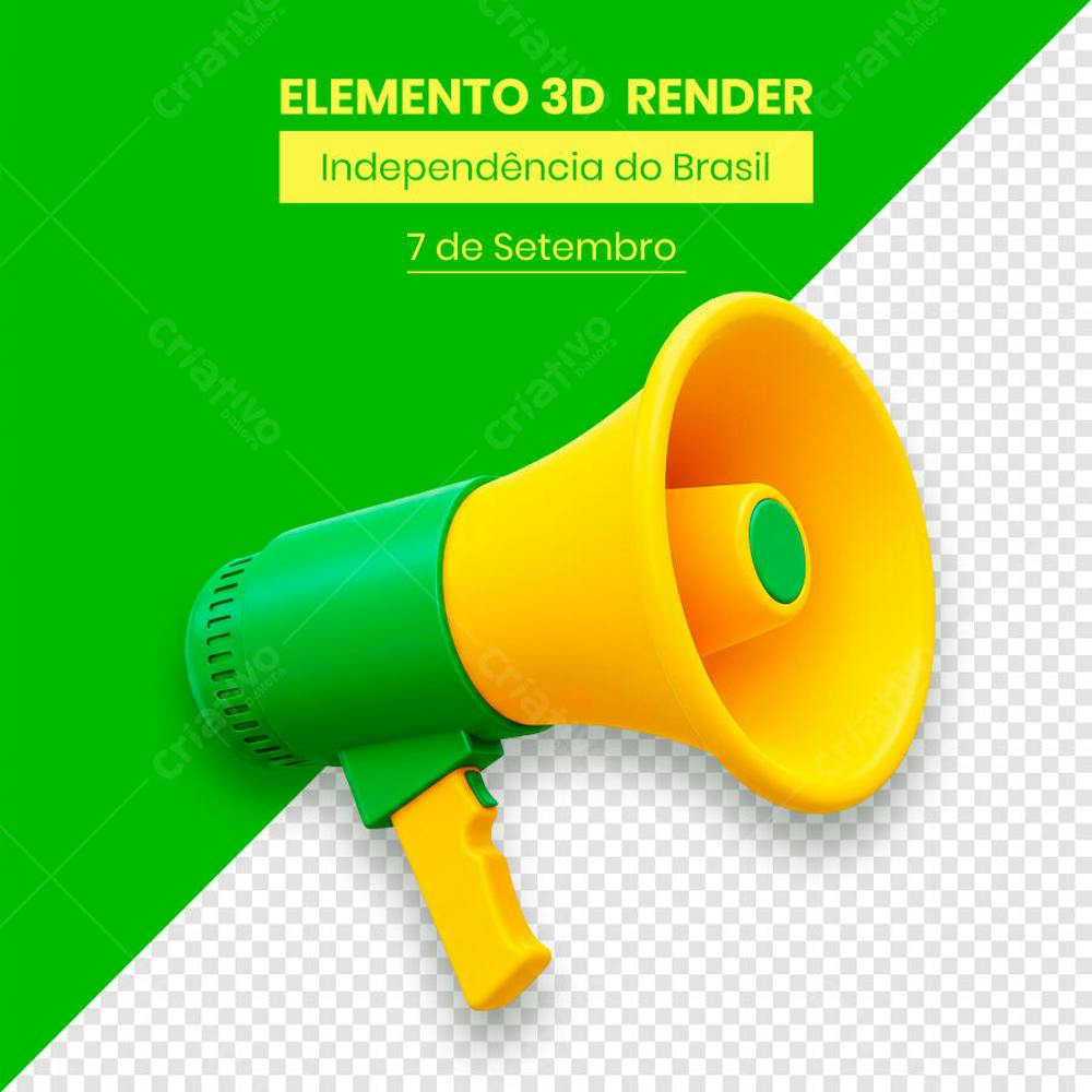 Megafone Elemento Independência do Brasil 7 de setembro 3D composição (5)