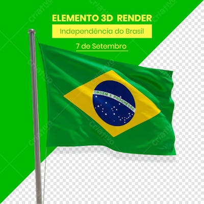 Bandeira Elemento Independência do Brasil 7 de setembro 3D composição (3)