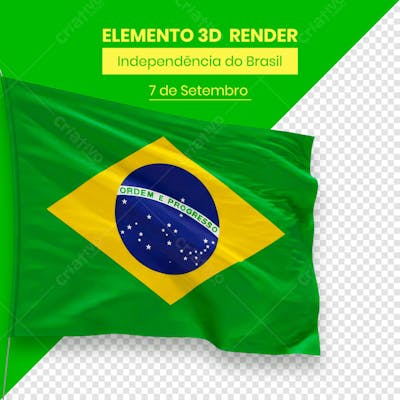 Bandeira Elemento Independência do Brasil 7 de setembro 3D composição (2)