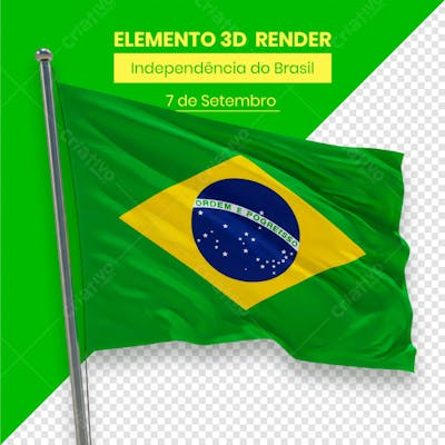 Bandeira Elemento Independência do Brasil 7 de setembro 3D composição (1)