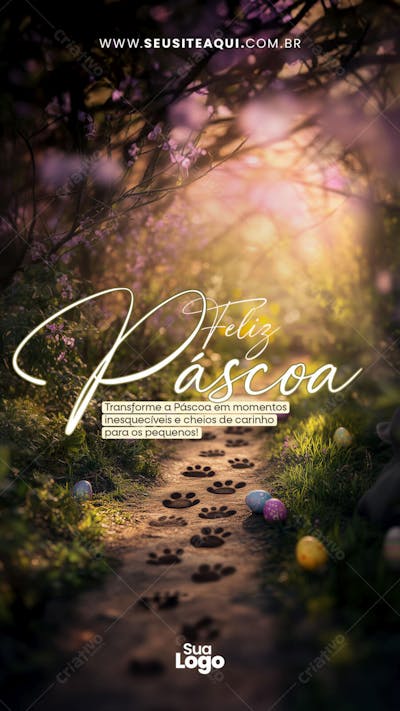 Story - Feliz Páscoa, Coelhinho, Chocolate - Social Media