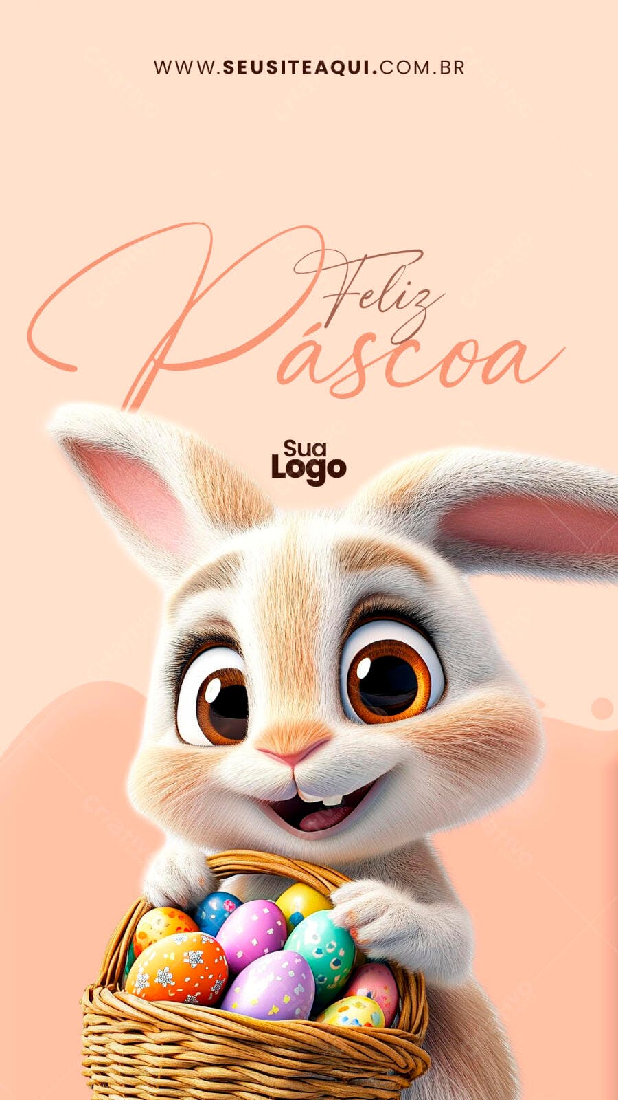 Flyer Páscoa: Coelho e Ovos PSD Editável