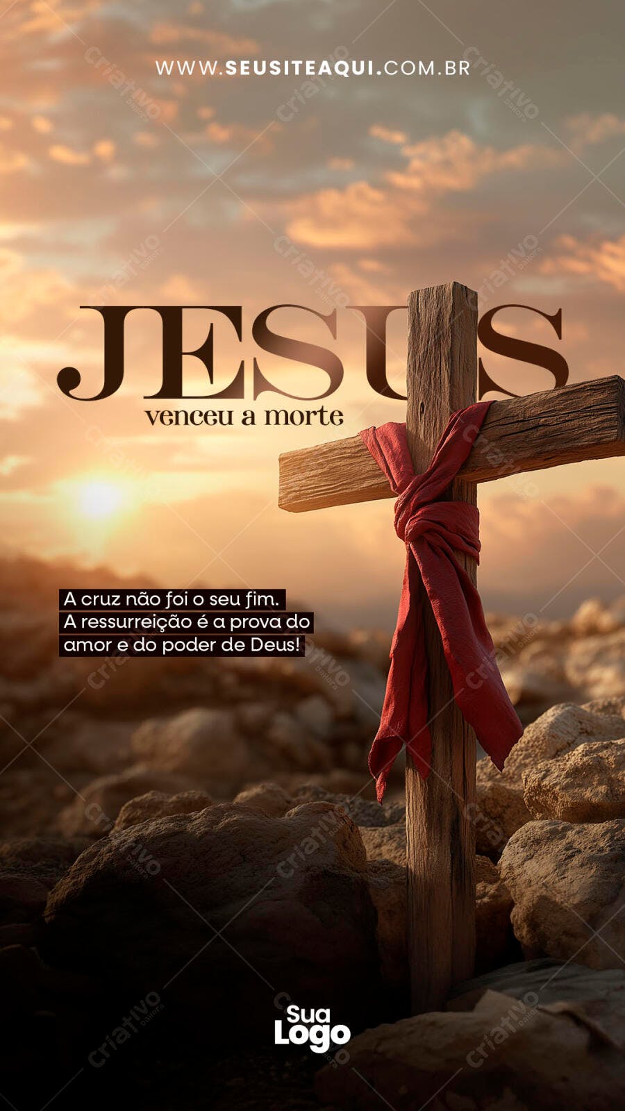 Flyer Páscoa Jesus Ressuscitou PSD Editável