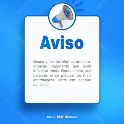 Comunicado aviso informe atenção lembrete  Social Media PSD Editável (10)