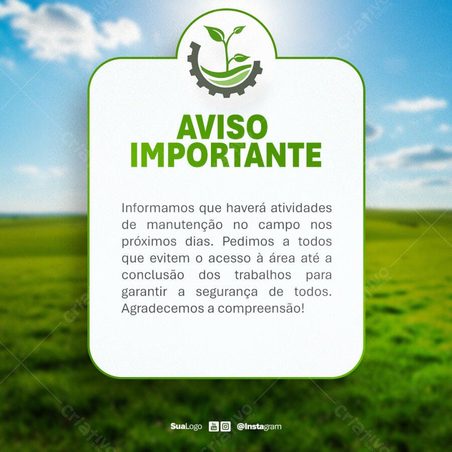 Aviso Importante PSD Editável