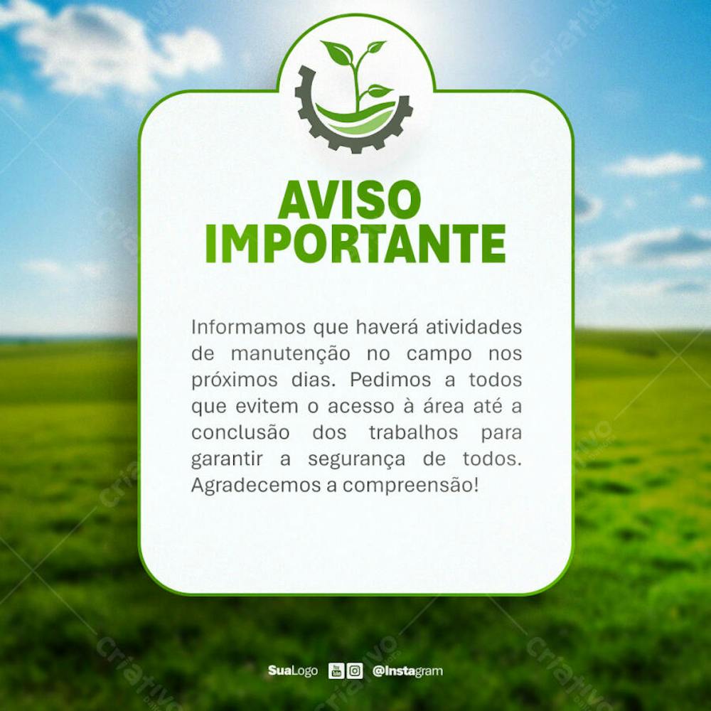 Comunicado aviso informe atenção lembrete  Social Media PSD Editável (11)