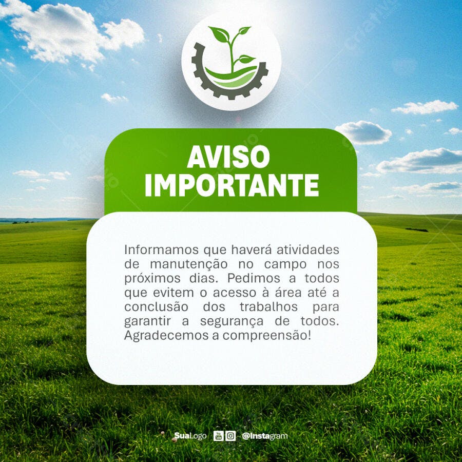 Aviso Importante PSD Editável para Fazenda