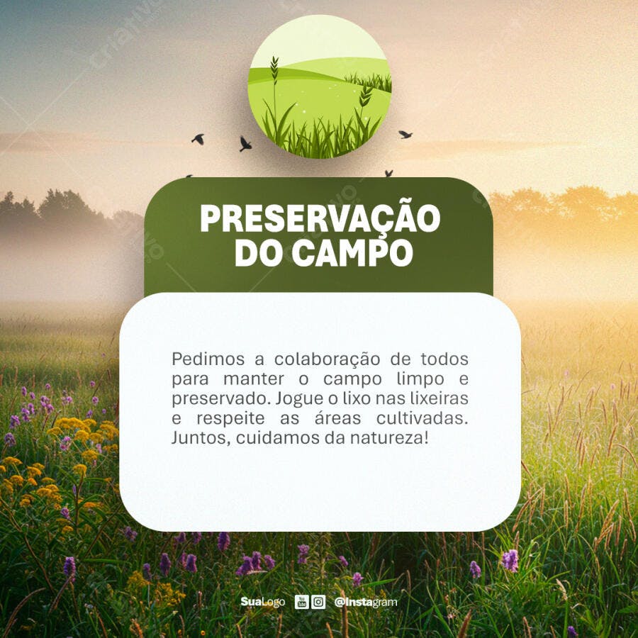 Post Instagram Preservação do Campo PSD Editável