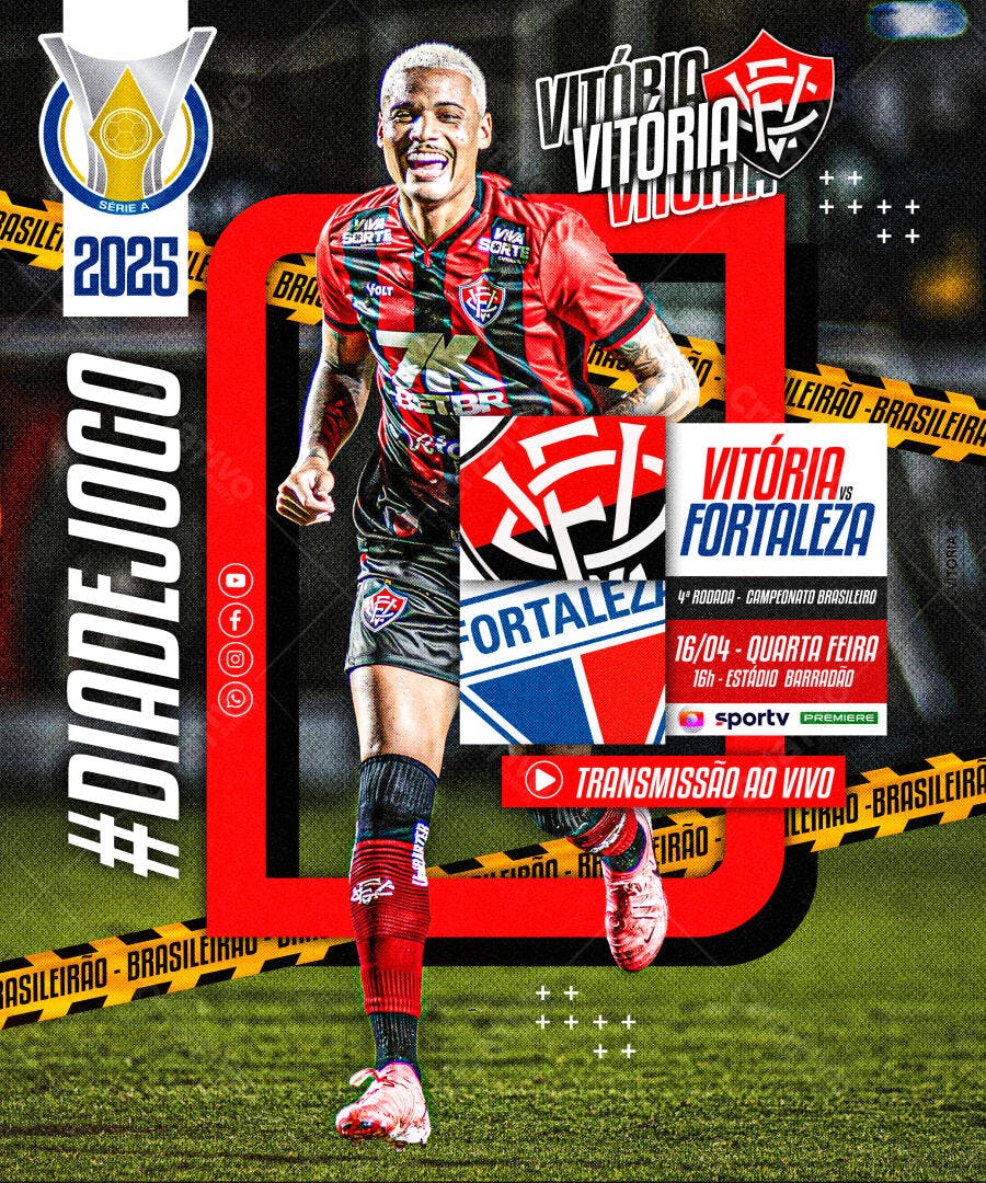 Flyer Vitória x Fortaleza 16/04 PSD Editável