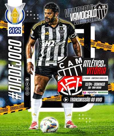 FLYER ESPORTIVO FUTEBOL CAMPEONATO BRASILEIRO DIA DE JOGO ATLÉTICO MG