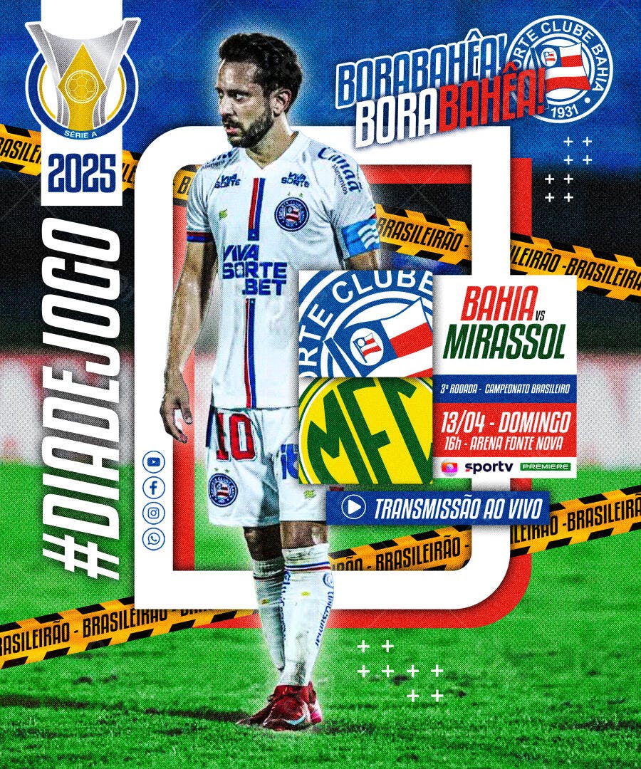 Flyer Jogo Bahia x Mirassol 13/04 PSD Editável