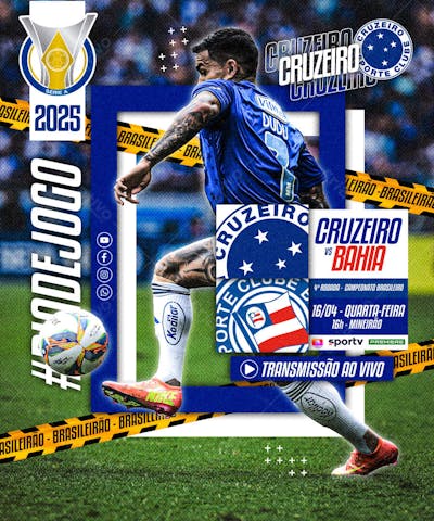 FLYER ESPORTIVO FUTEBOL CAMPEONATO BRASILEIRO DIA DE JOGO CRUZEIRO