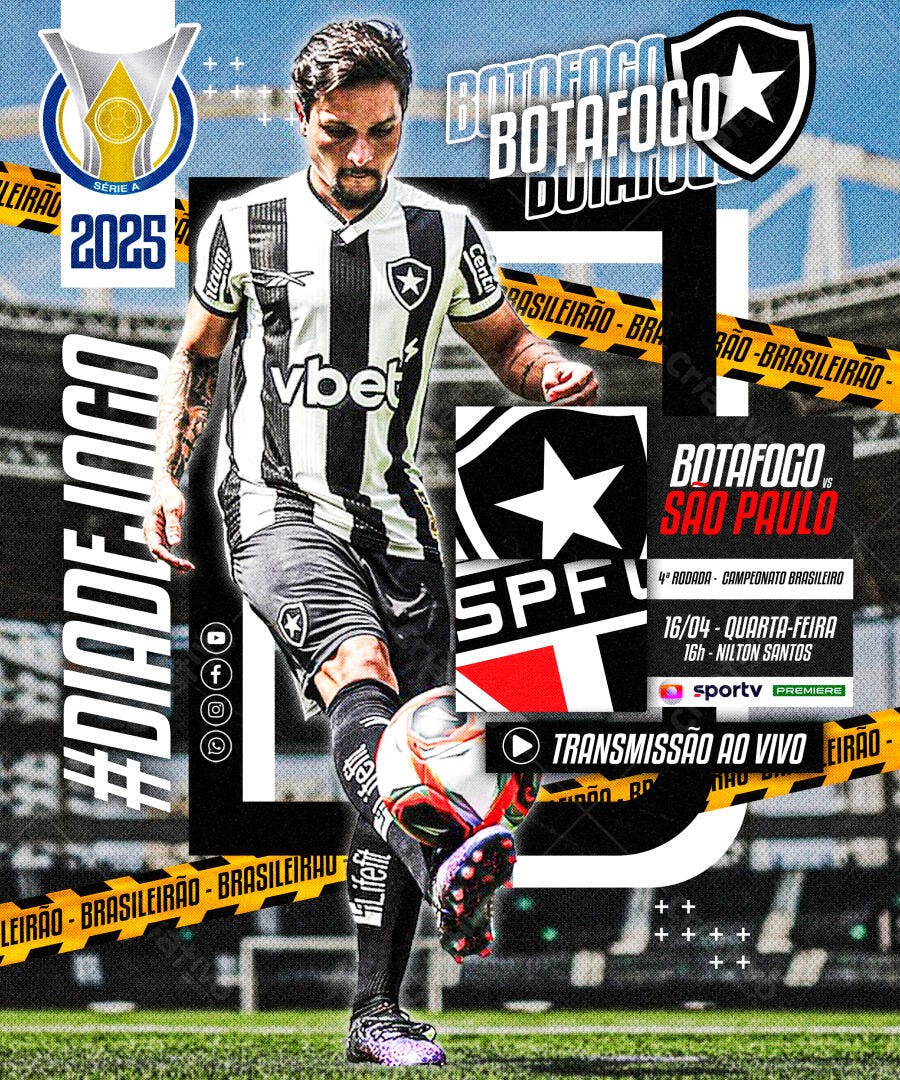 Flyer Botafogo x São Paulo PSD Editável