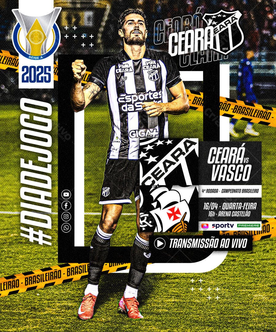Flyer Ceará vs Vasco PSD Editável 16/04