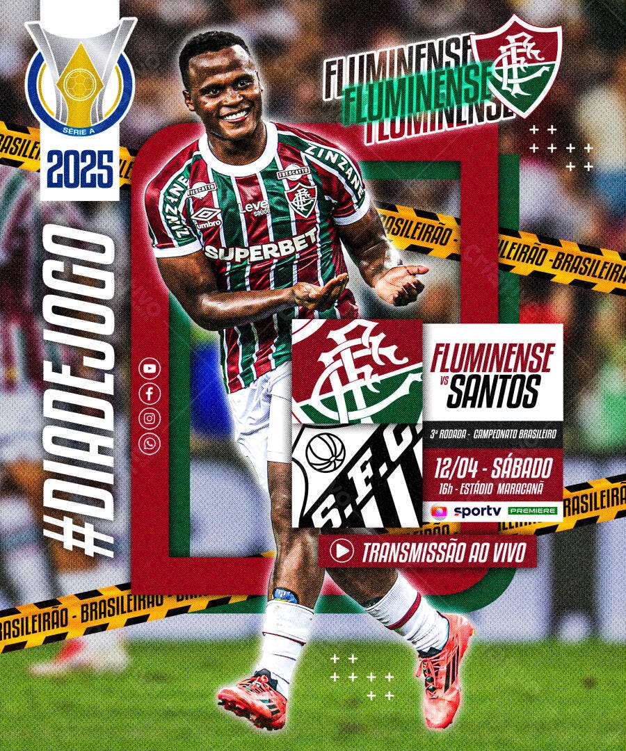 PSD Flyer Flu x Santos 12/04 - Campeonato Brasileiro