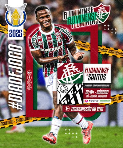 FLYER ESPORTIVO FUTEBOL CAMPEONATO BRASILEIRO DIA DE JOGO FLUMINENSE