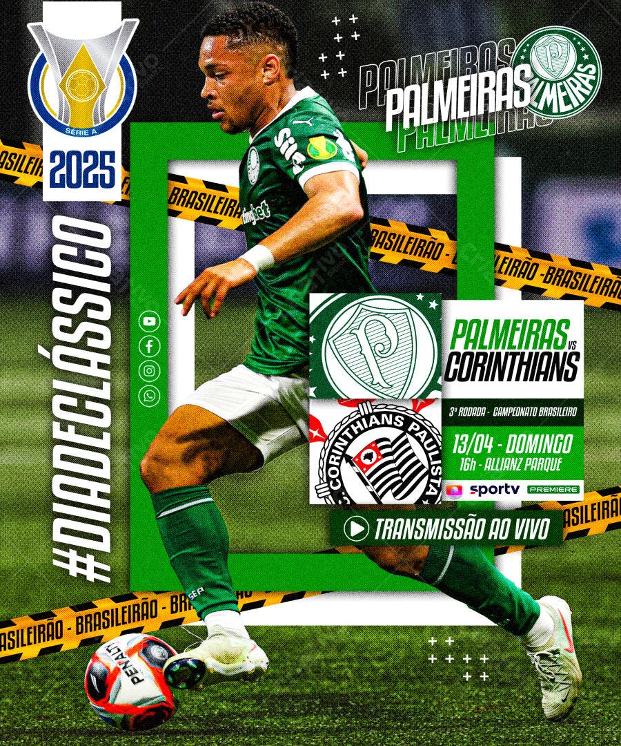 Flyer Palmeiras x Corinthians PSD Editável