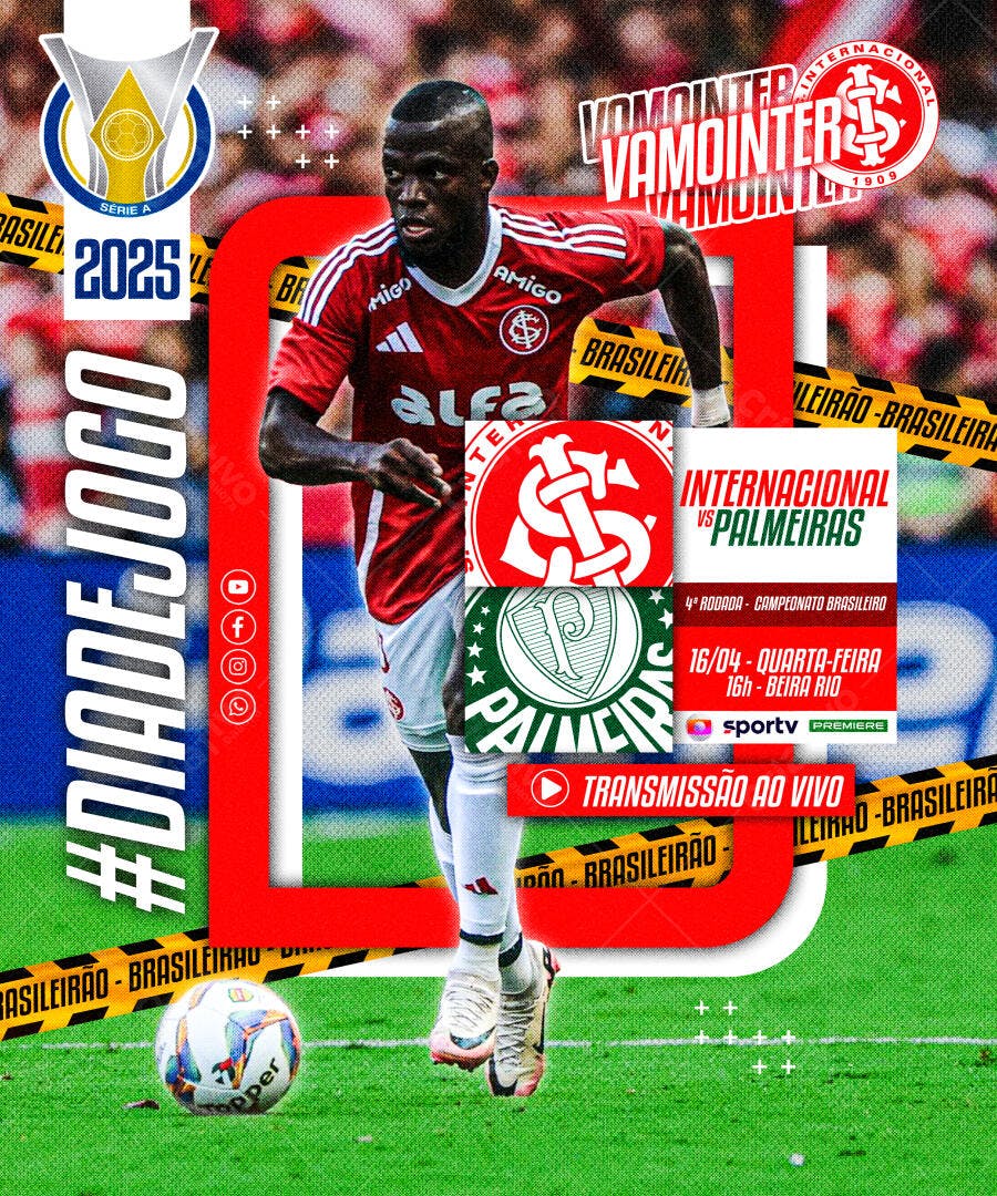 Post de Jogo Internacional x Palmeiras PSD Editável