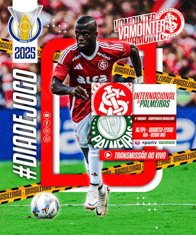 FLYER ESPORTIVO FUTEBOL CAMPEONATO BRASILEIRO DIA DE JOGO INTERNACIONAL
