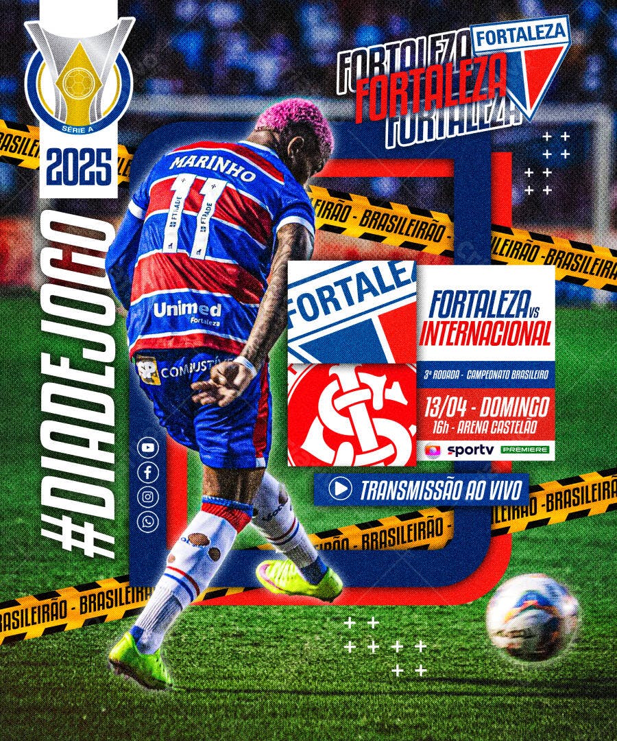 PSD Post para Jogo Fortaleza x Internacional 13/04 PSD Editável