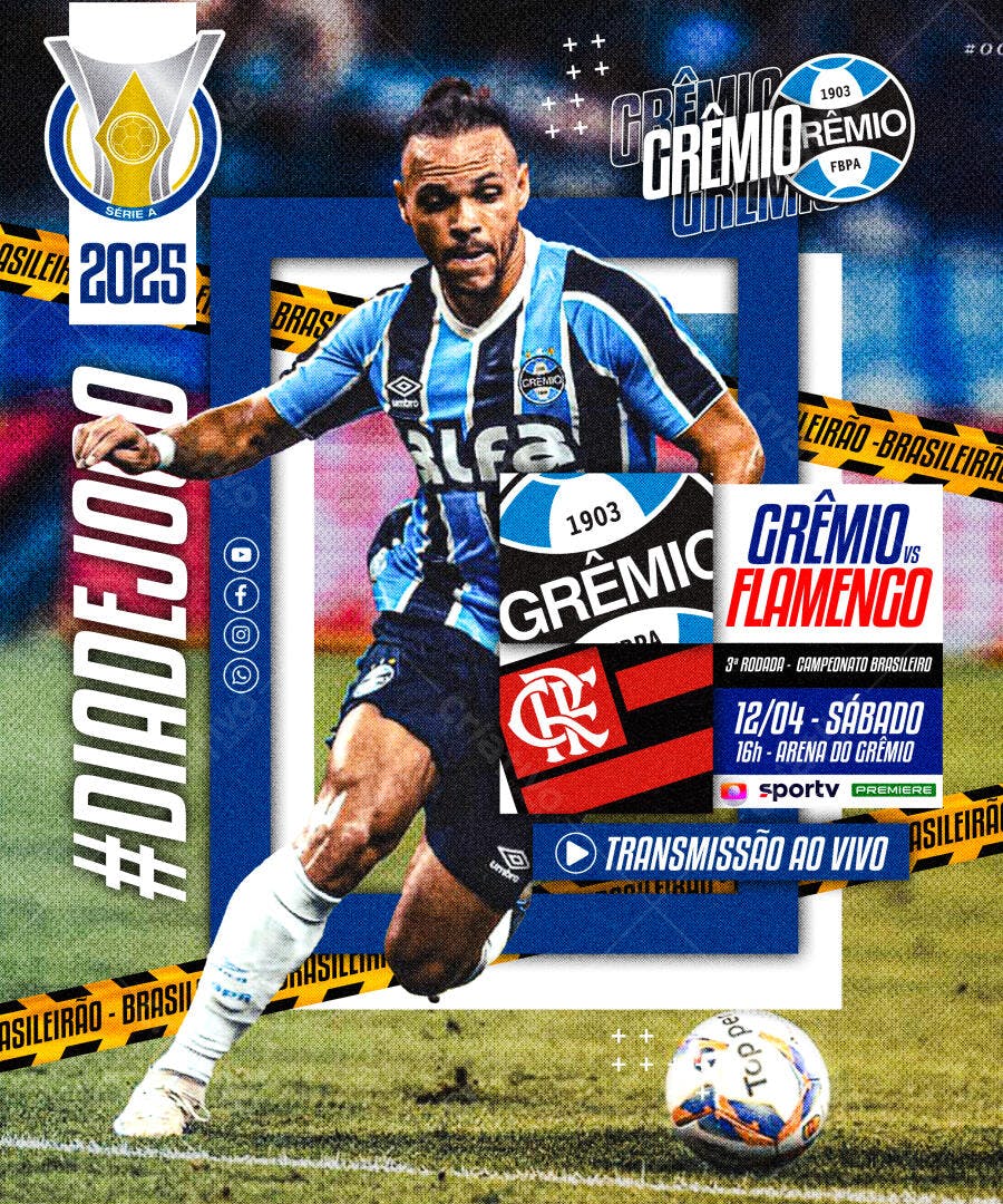 Flyer Grêmio x Flamengo 12/04 PSD Editável