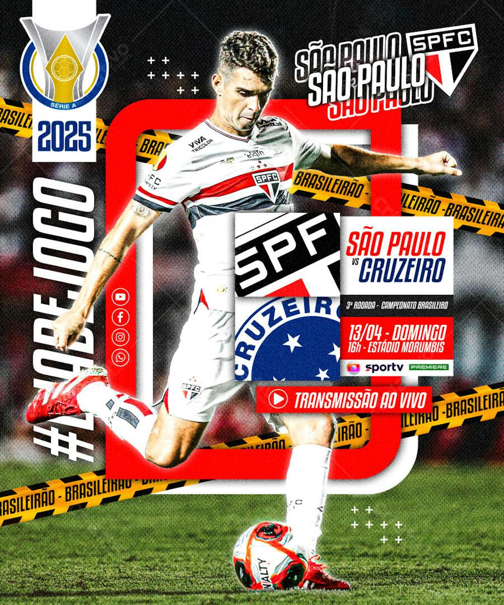 FLYER ESPORTIVO FUTEBOL CAMPEONATO BRASILEIRO DIA DE JOGO SÃO PAULO