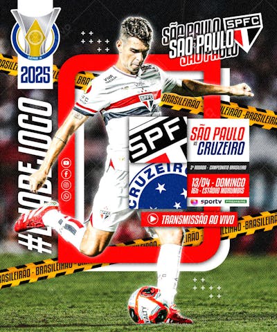 FLYER ESPORTIVO FUTEBOL CAMPEONATO BRASILEIRO DIA DE JOGO SÃO PAULO