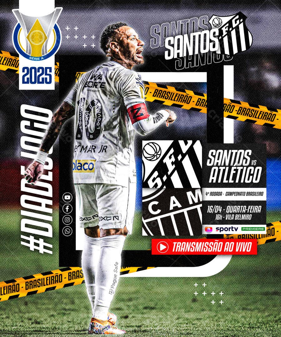 Flyer Santos vs Atlético PSD Editável