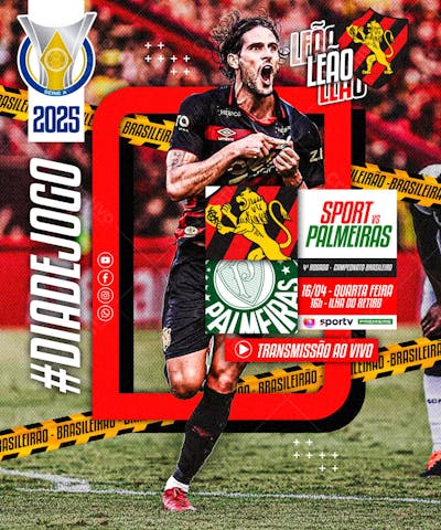 FLYER ESPORTIVO FUTEBOL CAMPEONATO BRASILEIRO DIA DE JOGO SPORT
