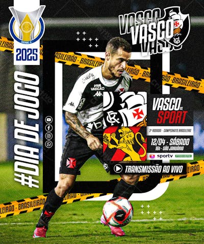 FLYER ESPORTIVO FUTEBOL CAMPEONATO BRASILEIRO DIA DE JOGO VASCO