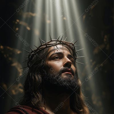 Close de Jesus Cristo olhando para cima