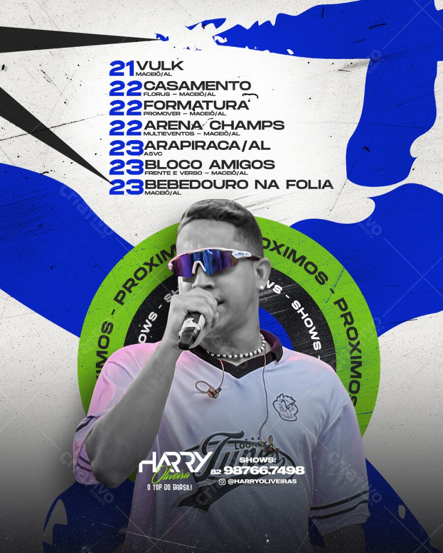 Flyer para Shows do Harry Oliveira PSD Editável
