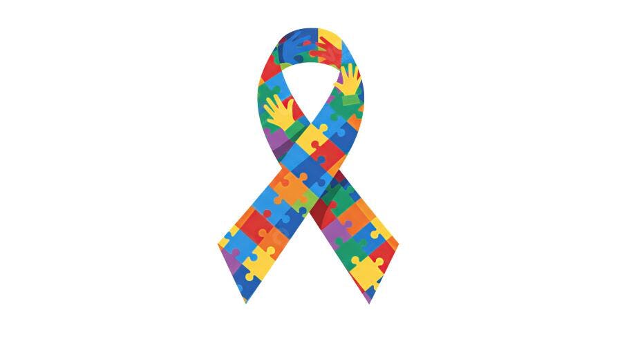 Fita Autismo peças coloridas abraço