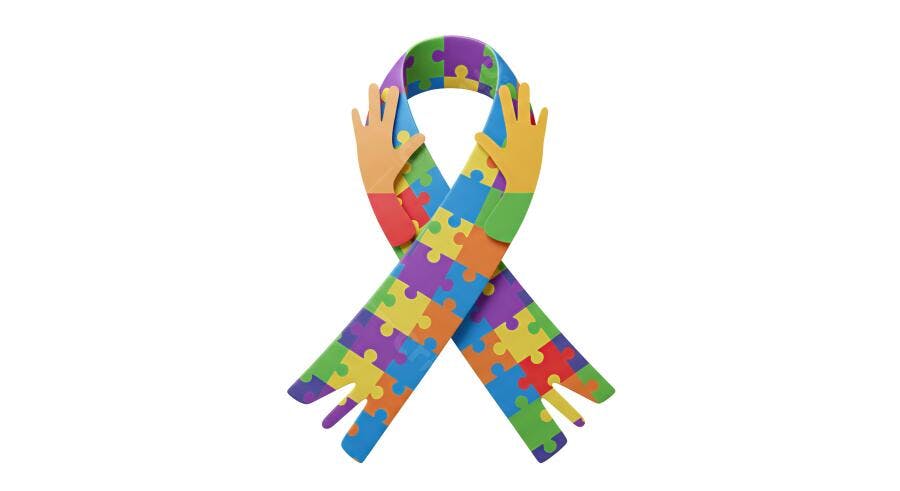 Fita Autismo com mãos coloridas