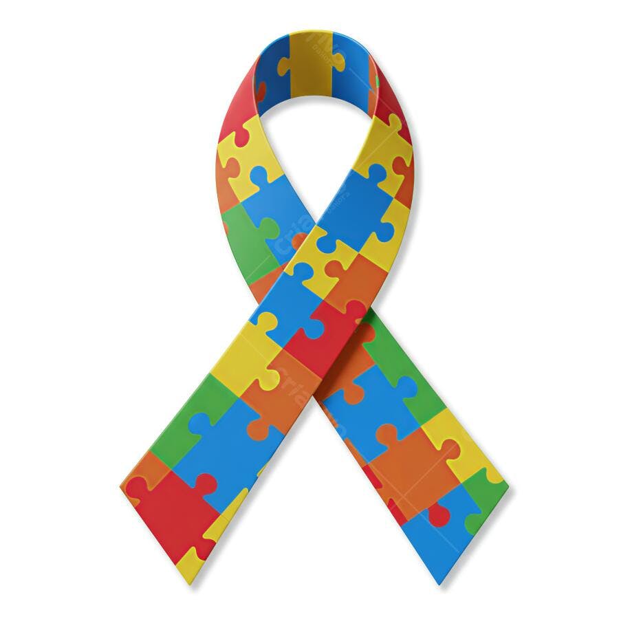 Fita do Autismo peças coloridas fundo branco